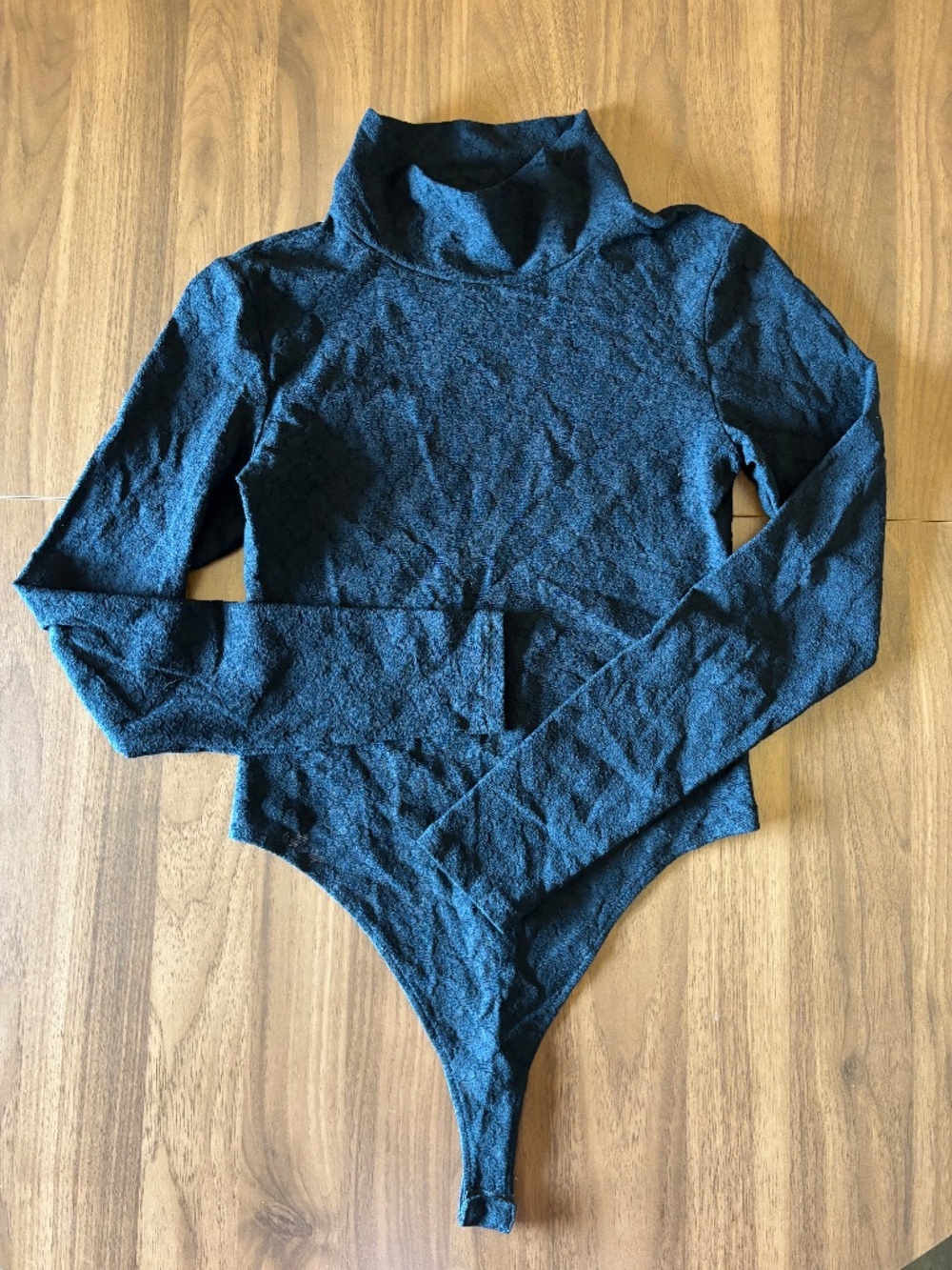 OPEN EDIT Black Floral Mesh Turtleneck Bodysuit Size Small